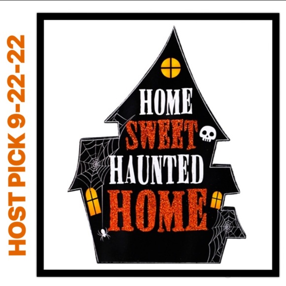 HP Brand NWT Home Sweet Haunted Home Shaped Table Top/Ledge Halloween Decor Sign - Picture 2 of 8